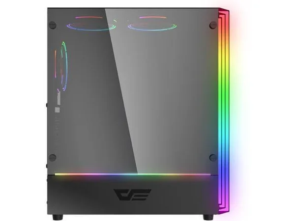 darkFlash J11 Black ATX Mid-Tower Desktop Computer Gaming Case USB 3.0 Ports Tempered Glass Windows with 1pcs 120mm LED MR12 RGB
