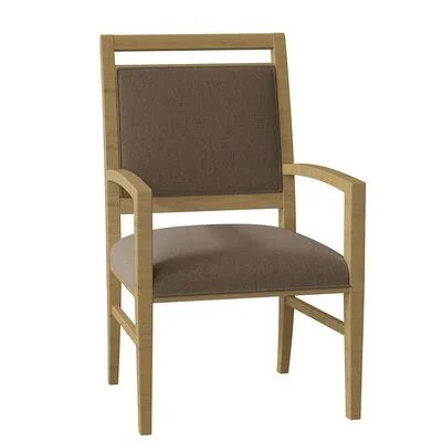 Preston Upholstered King Louis Back Arm Chair Fairfield Chair Body Fabric: 9508 Sand, Leg Color: Hazelnut