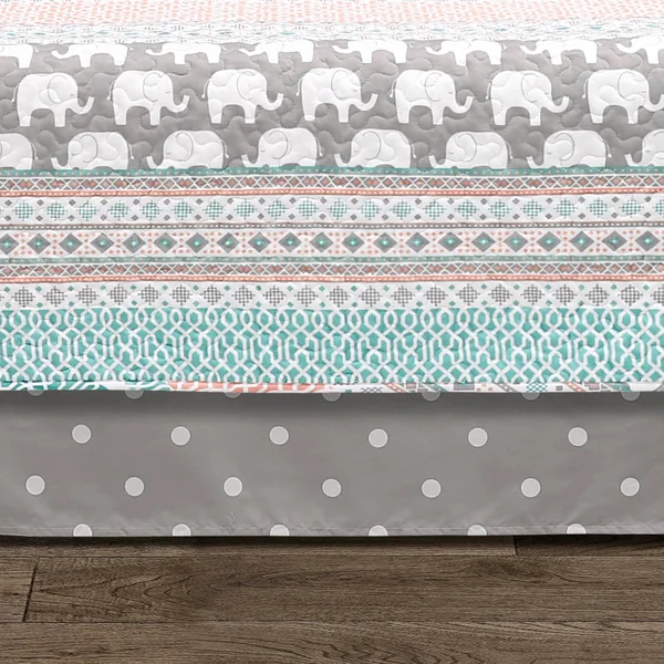Lush Decor Elephant Stripe 6-Piece Daybed Cover Set, Blue, 39" x 75"