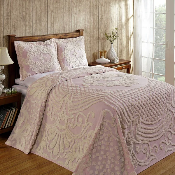 Better Trends Florence Chenille Bedspread Full Pink