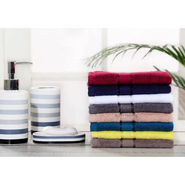 Luxurious 100% Cotton Absorbent 600 GSM 6 Piece Bathroom Towel Set 2 Washcloths - 2 Hand Towels, 2 Bath Towels - Taupe