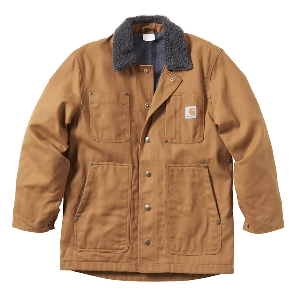 Carhartt Boys& Fleece-Lined Chore Coat - Carhartt Brown