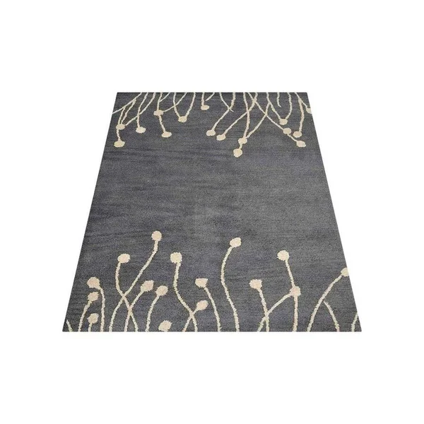 Rugsource Grey/White Indian Hand Tufted Wool Solid Indoor Oriental Area Rug