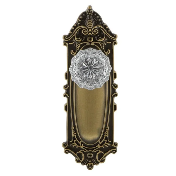 Nostalgic Warehouse 704117 Victorian Plate Double Dummy Crystal Glass Door Knob, Oil-Rubbed Bronze