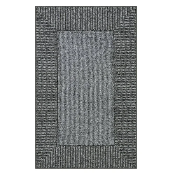 Maples Encore Striped Border Rug, Grey, 2x6 ft