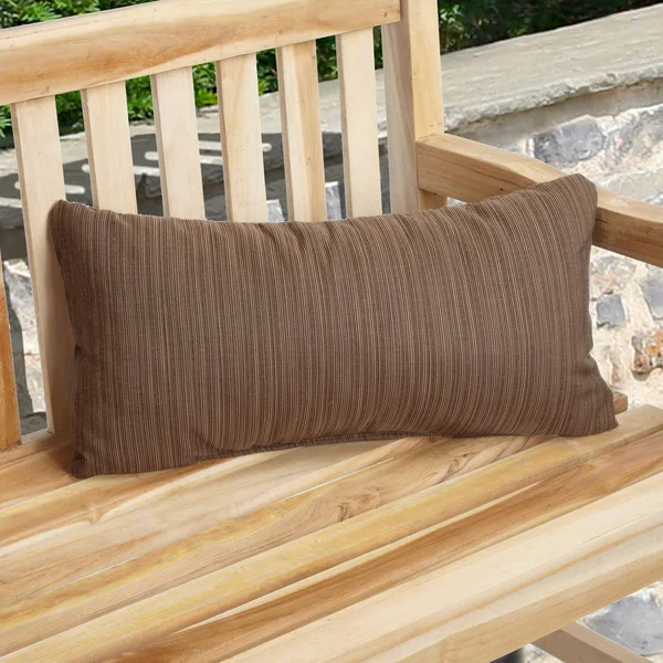 Mozaic Company Sunbrella Solid Outdoor Lumbar Pillow with Knife Edge - Set of 2 - Size: 24L x 12W x 5H, Brown