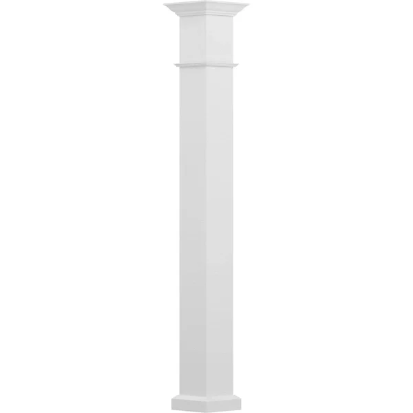 AFCO 8x22 x 10& Endura-Aluminum Wellington Style Column, Square Shaft (Load-Bearing 20, 000 lbs), Non-Tapered, Textured White Fin