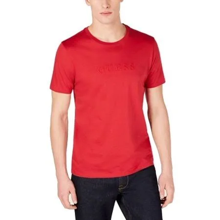 Guess Men's T-Shirt Large Embroidered Logo Crewneck Tee L