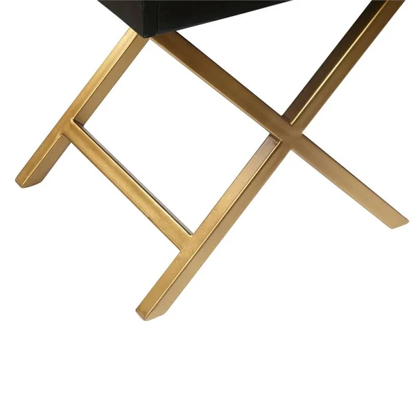 HomeFare Black & Brass Side Table with Drawer