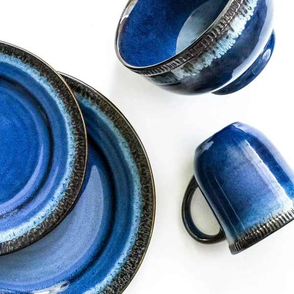 Better Homes & Gardens Painted Canyon 16 Piece Dinnerware Set, Blue