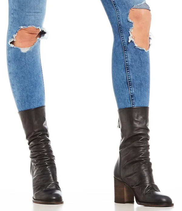 Free People Elle Block Heel Booties Black 37