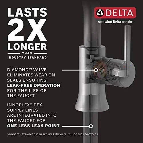Delta Faucet 577-BLMPU-LHP-DST Bathroom Faucet-Less Handle Single Hole - Matte Black