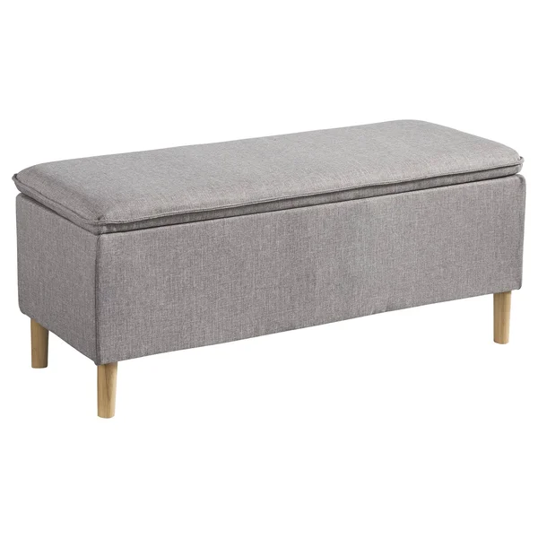 Benjara Bm207198 Fabric Upholstered Wooden Accent Bench with Hidden Storage - Gray and Brown