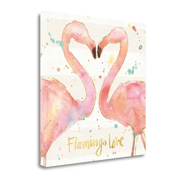 Tangletown Fine Art Flamingo Fever II by Anne Tavoletti, Giclee Print on Wrap Canvas, 35x35x22