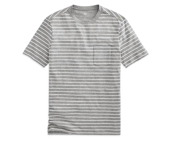 #1 DRYKNIT Crew Neck T-Shirt in Grey Heather/Bright White Marine Stripe - Size: XLarge, Mack Weldon