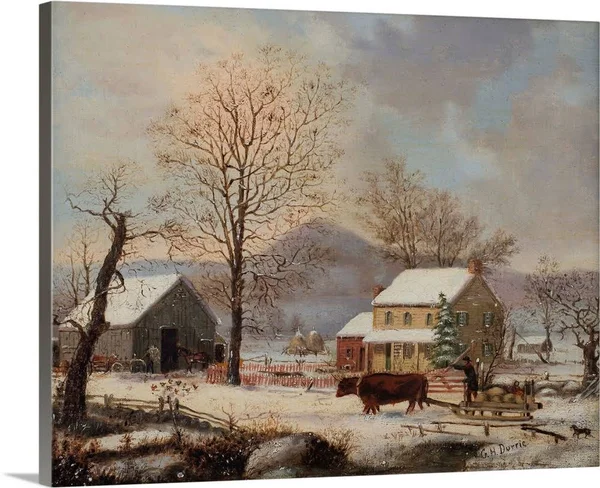 Winter Scene - 1830-60, Canvas Wall Art, 45x36, Great Big Canvas