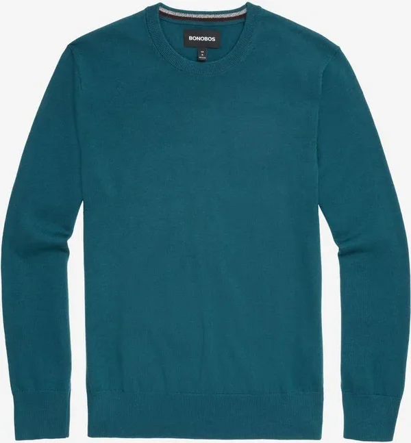 Bonobos Washable Merino Crew Neck Sweater - Green - Crew Neck