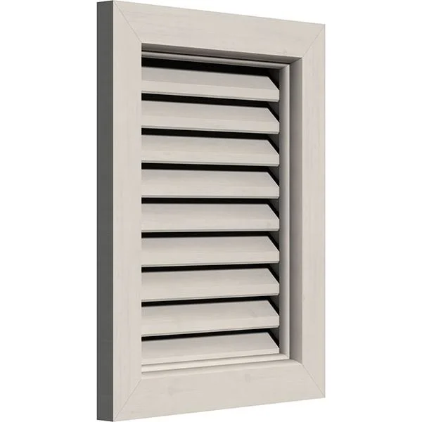 26 inchw x 24 inchh Vertical Gable Vent (31 inchw x 29 inchh Frame Size): Primed - Functional, Smooth Western Red Cedar Gable Ven