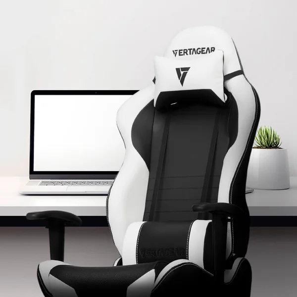 Vertagear Gaming Chair Racing SEAT - S-Line Slim SL2000 BIFMA Cert, White/Green