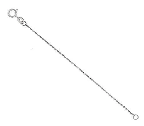 10K White Gold Diamond-cut Solid Cable Chain Necklace Extender Safety Chain 2.25