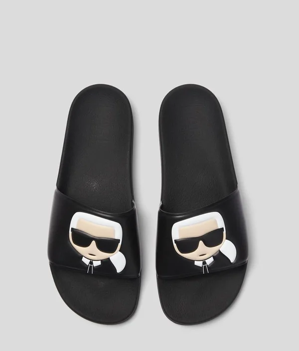 Karl Lagerfeld Kondo Karl Ikonik Slide Sandals - Black - Flip-Flops