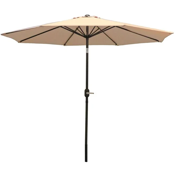 Sunnydaze Aluminum 9 Foot Patio Umbrella with Tilt & Crank - Beige