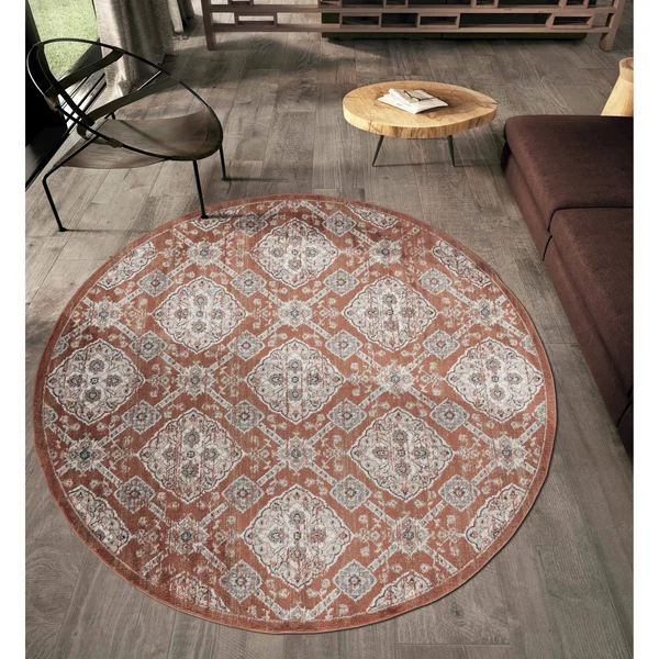 Porch & den Romal Diamond Moroccan Trellis Plush Area Rug - 7&10x22 Round