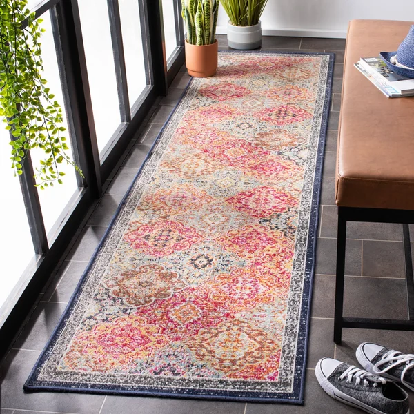 Safavieh Red/Aqua Montage Lyra Rug, 8x10 ft