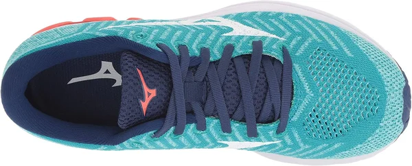 Mizuno Wave Rider 22 Knit (Peacock Blue/Fiery Coral) Women's Running Shoes