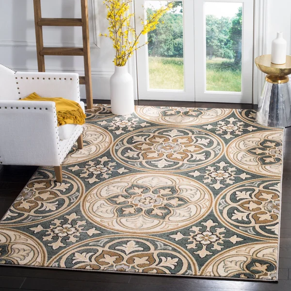 Safavieh LNH341C Lyndhurst Slate Blue, Beige Area Rug - 8& x 11&