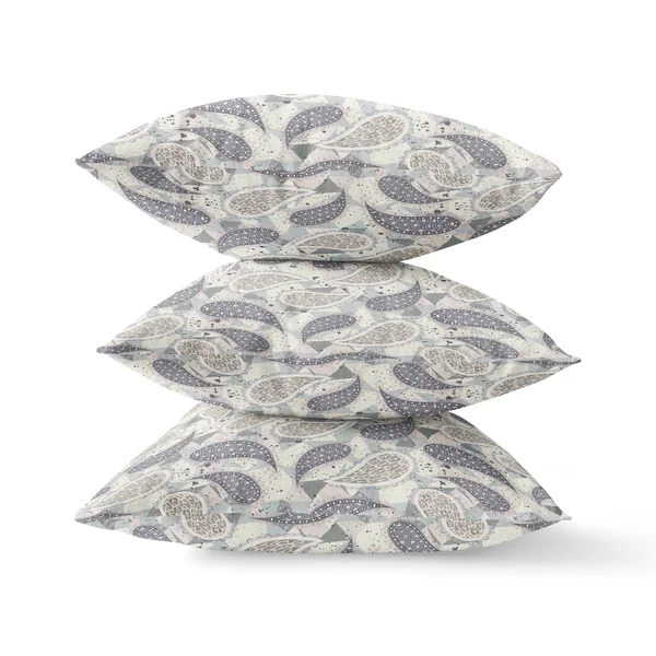 Amrita Sen Paisley on Abstract 18x22x18x22 Suede Pillow in White Blue Red
