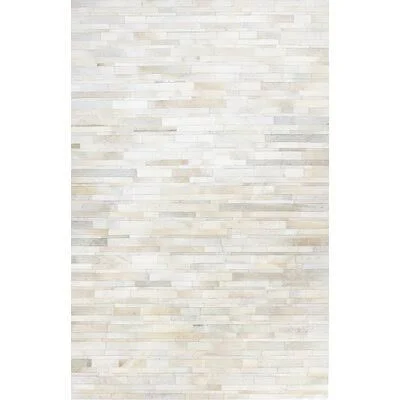 Abrams Geometric Handmade Cowhide Ivory/Cream Area Rug Joss & Main Rug Size: Rectangle 5& x 8&