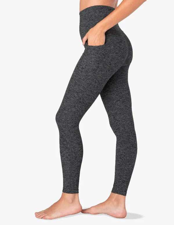 Beyond Yoga Spacedye Out of Pocket High Waisted Midi Legging Black/Charcoal, S