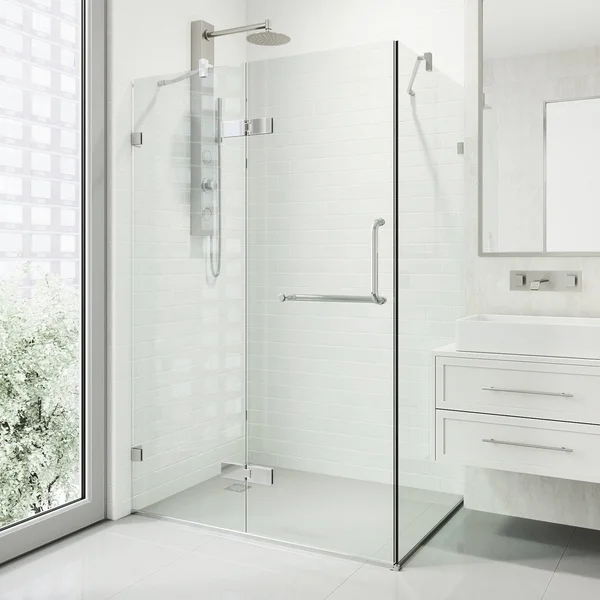 VIGO Monteray 32 x 40 Frameless .375-in. Clear Glass/Chrome Hardware Shower Enclosure