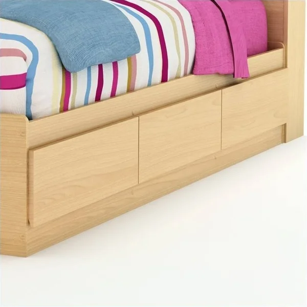 Libra Mate&s Bed with 3 Drawers South Shore, Twin, Natural Maple