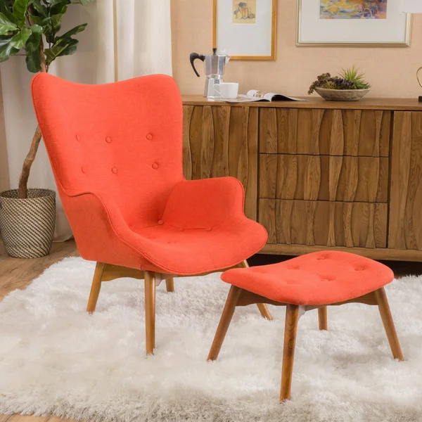 Acantha Mid Century Chair Set Orange