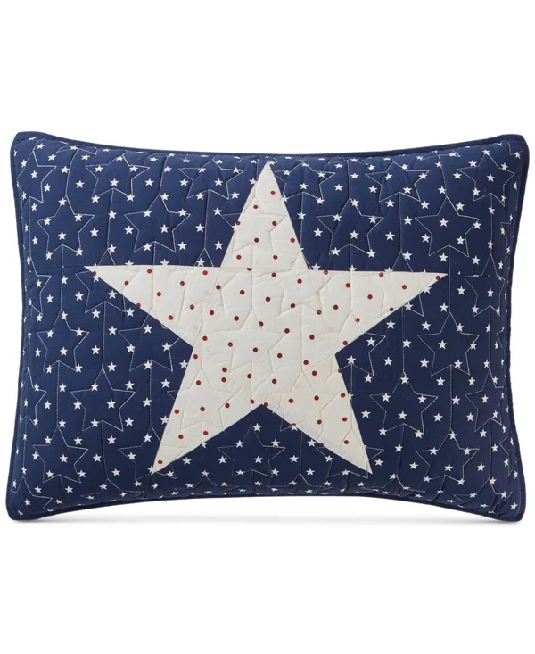 Martha Stewart Collection Texas Patchwork Cotton King Quilt - Created for Macy&s - Blue