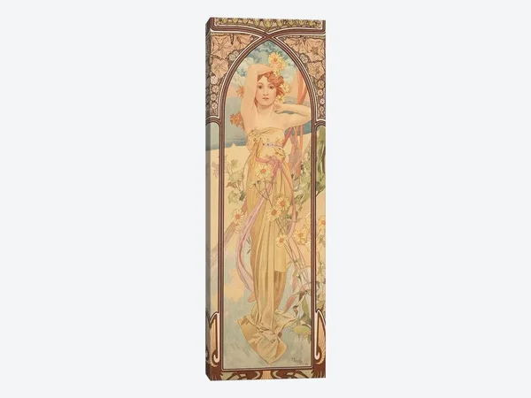 Alphonse Mucha Canvas Wall Art Print - The Times of The Day: Brightness of Day, 1899 ( Floral & Botanical art)
