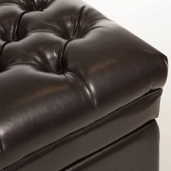 Noble House Hastings Espresso Tufted Storage Ottoman - Brown