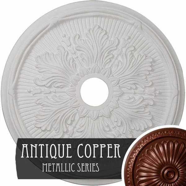 23 3/4x22OD x 3 5/8x22ID x 1 7/8x22P Luton Leaf Ceiling Medallion (Fits Canopies Up to 3 5/8x22), Hand-Painted Witch Hazel Crack