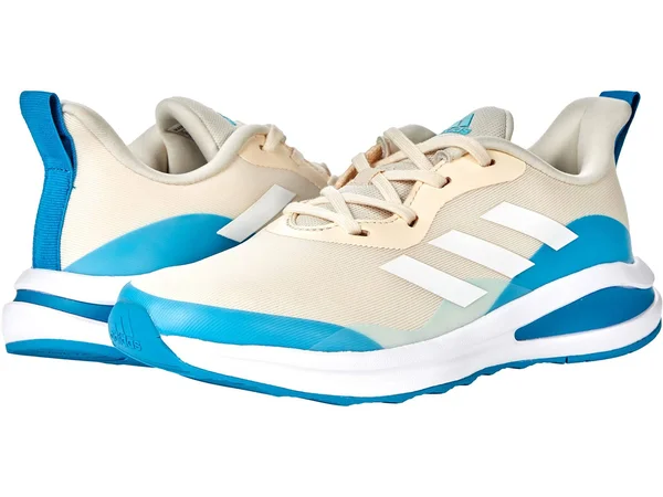 Adidas Youth FortaRun Running Shoes 4.5, Tan/Baby Blue/White