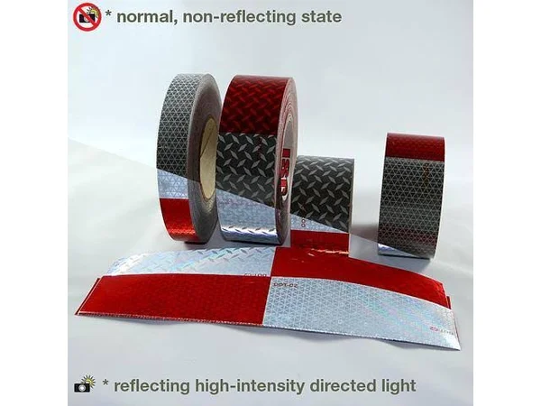 Oralite (Reflexite) V52 Diamond Plate Microprismatic Conspicuity Tape: 2 in. x 50 ft. (alternating 6 in. Red 6 in. White - Diamo