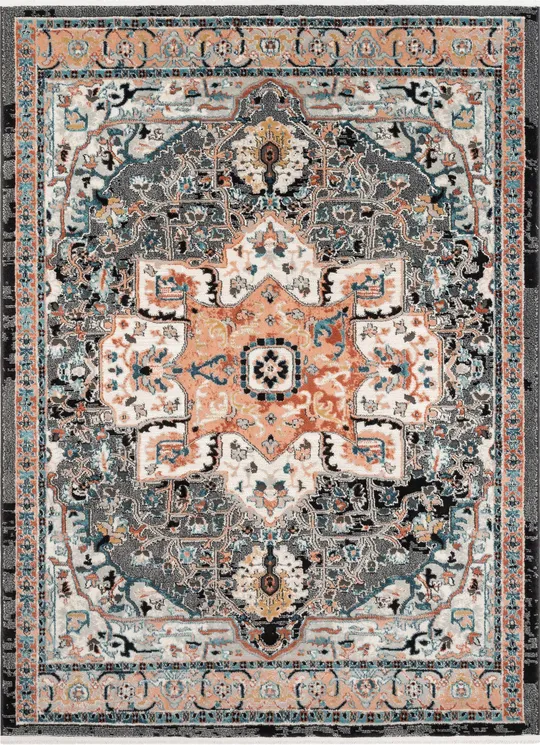 Well Woven Indira Minos Black Vintage Bohemian Oriental Floral 7&10 inch x 9&10 inch Area Rug
