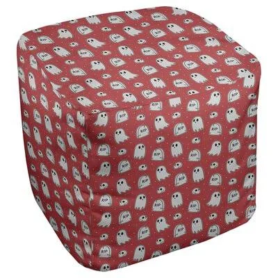Avicia Diamonds Cube Ottoman Latitude Run Size: 18x22 H x 18x22 W x 18x22 D, Upholstery Color: Rose/White