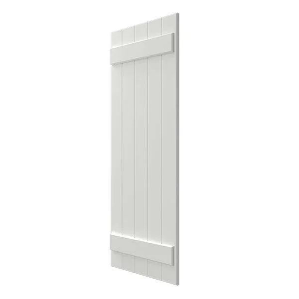 Ekena Millwork CWB18X058WHC 18x22W x 58x22H Exterior Five Board (2 Batten) Composite Board-n-Batten Shutters (Per Pair) - White