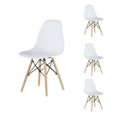 Modern Style Mid Century Modern Dining Chair Plastic Seat Wooden Legs for Kitchen, Dining, Bedroom, Living Room Side Chairs Set