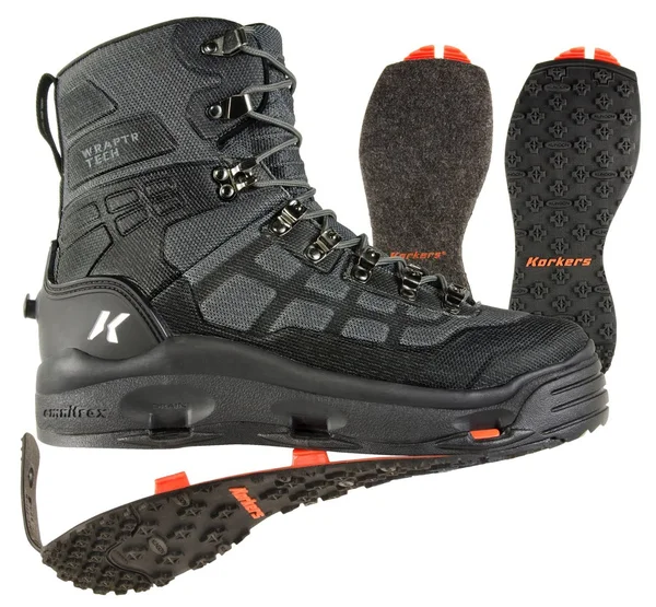 Korkers Men's Wraptr OmniTrax Kling On Sole Fishing Wading Boots - Black Studded 9 by Sportsman's Warehouse