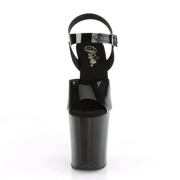 Pleaser FLAMINGO-808N Series 8x22 Heel Ankle-Strap Sandal - Black (Jelly-Like) TPU - 12