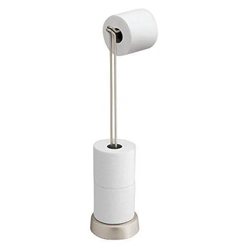 iDesign Classico Freestanding Toilet Tissue Holder with Pivoting Arm - Pack of 2, Matte Satin