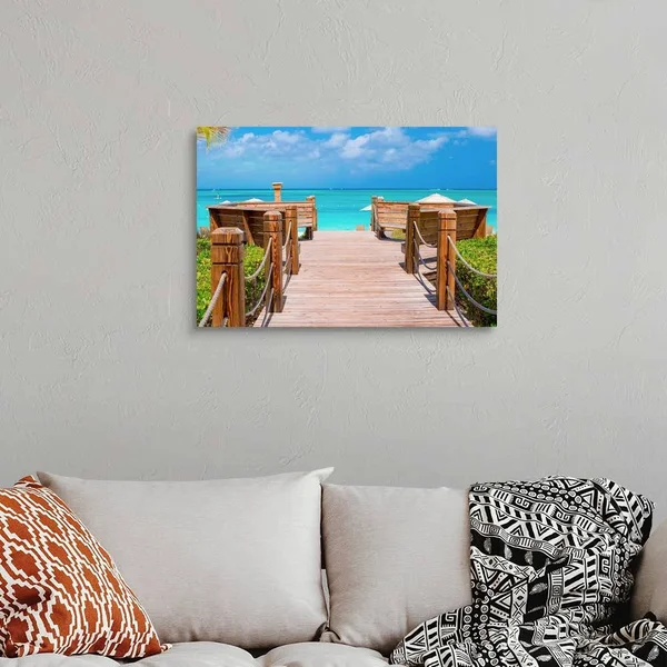 Tropical Landscape on Providenciales Island in The Turks and Caicos, Large Solid-Faced Canvas Wall Art Print, Great Big Canvas